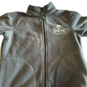 Landway Youth Gray Fleece Jacket Unisex Kids Embroidered Shedd Aquarium Zip, XS